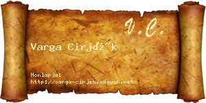 Varga Cirjék névjegykártya